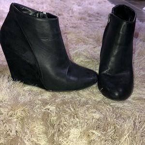 Leather and suede beautiful wedge booties